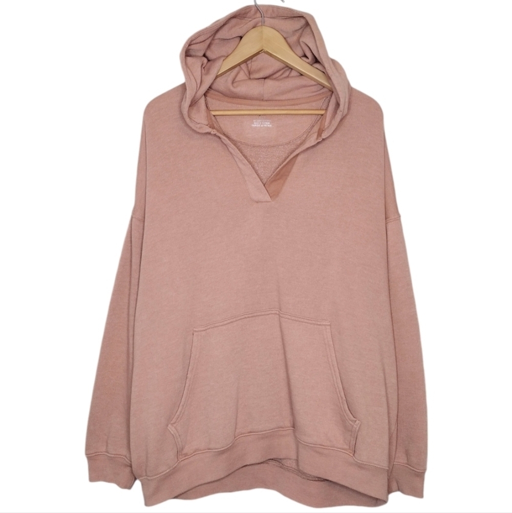 Aerie Women's Peach Cotton Oversized Long Sleeve Hoodie Sweater Sz S